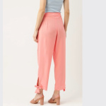 Women Pink Solid Trousers