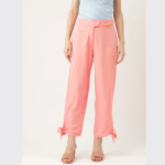 Women Pink Solid Trousers