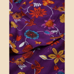 Women-Purple-Orange-Floral-Printed-Off-Shoulder-Flared-Sleeves-Kurta