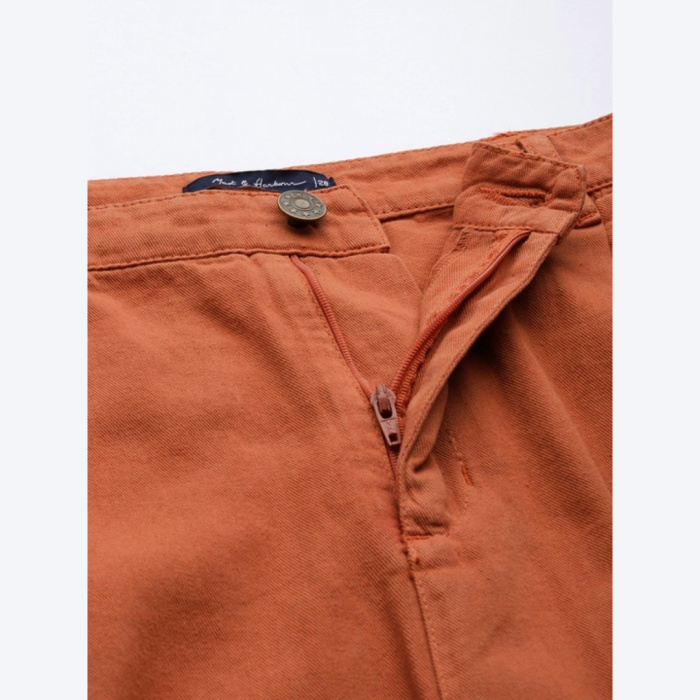 Women-Rust-Brown-Pleated-Barrel-Leg-Trousers