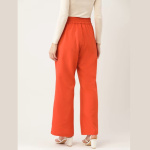 Women Rust Orange Flared Trousers