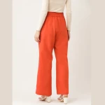 Women Rust Orange Flared Trousers