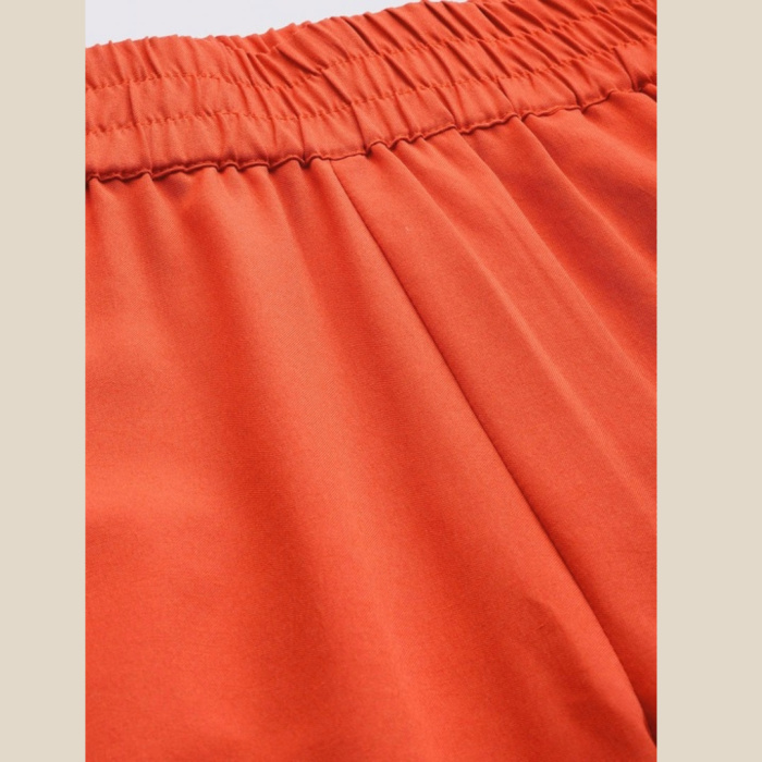 Women Rust Orange Flared Trousers