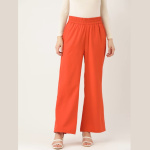 Women Rust Orange Flared Trousers