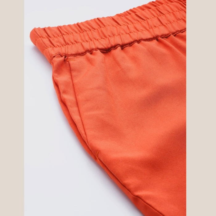 Women Rust Orange Flared Trousers