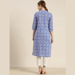 Women-White-Blue-Ethnic-Motifs-Print-Pure-Cotton-Straight-Kurta