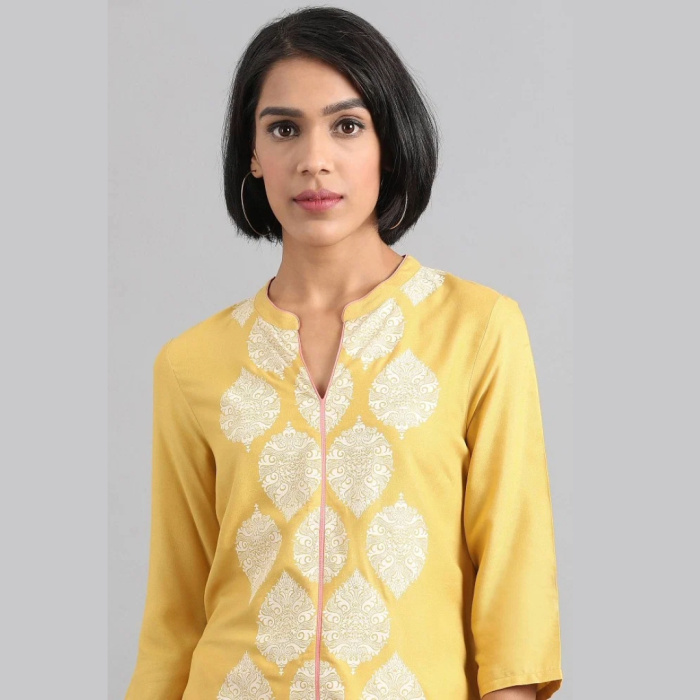 Yellow-Mandarin-Neck-Printed-kurta