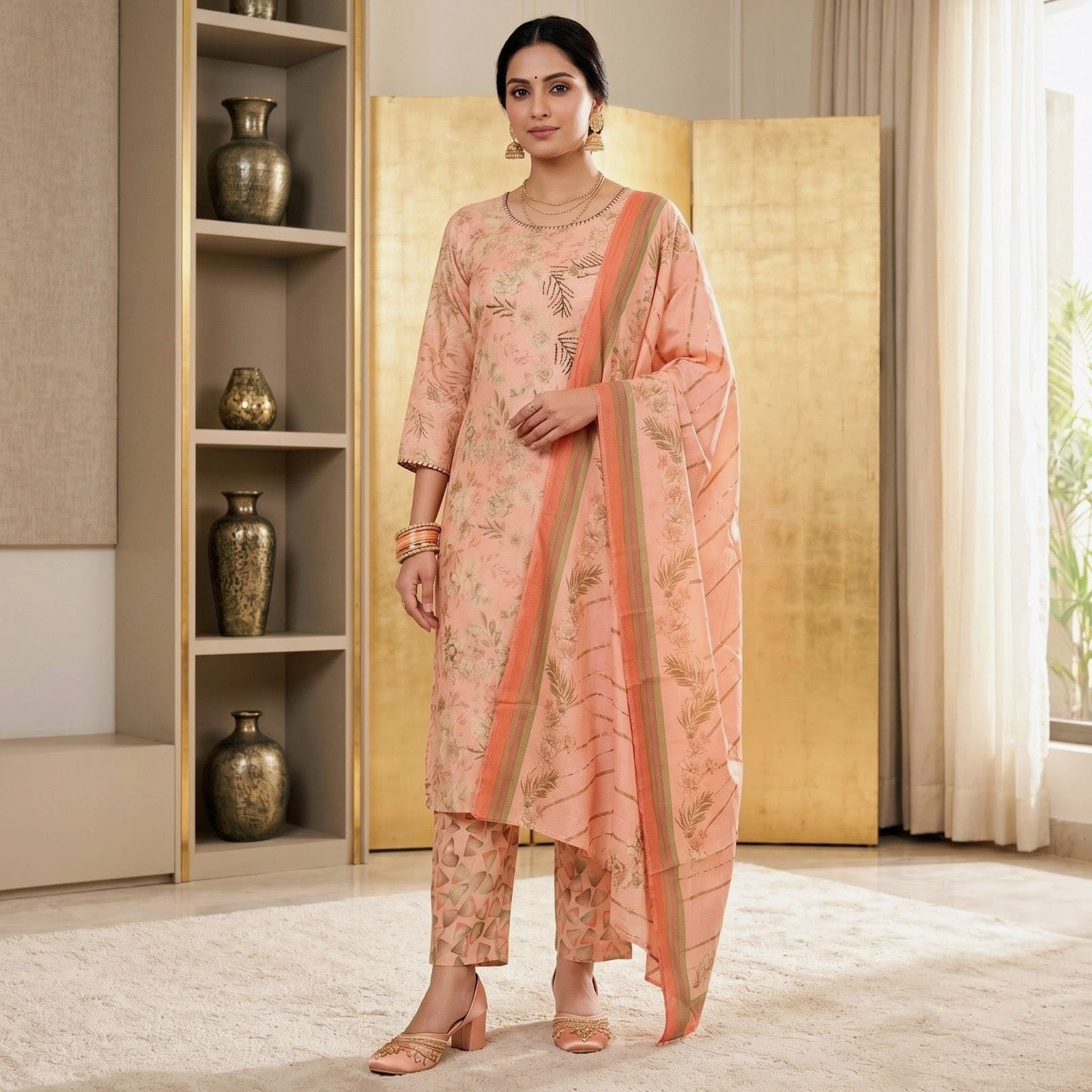 Designer Partywear Muslin Suit with Dupatta