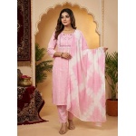 Pink Pure Cotton 3 Pcs Suit for Women