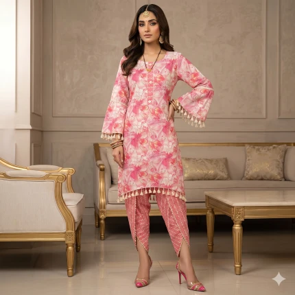 Fish Cut Kurta with Dhoti Style Pant