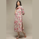 BEIGE COTTON GATHERED KURTA