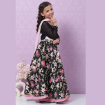 BLACK ART SILK Girls LEHENGA SET