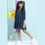 BLUE Colour STRAIGHT Cotton Girls DRESS