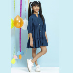 BLUE Colour STRAIGHT Cotton Girls DRESS