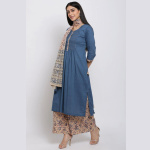 BLUE RELAXED KURTA PALAZZO SUIT SET