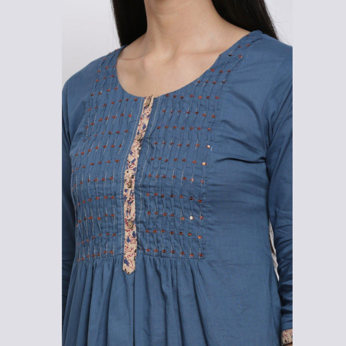 BLUE RELAXED KURTA PALAZZO SUIT SET