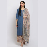 BLUE RELAXED KURTA PALAZZO SUIT SET