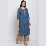 BLUE RELAXED KURTA PALAZZO SUIT SET