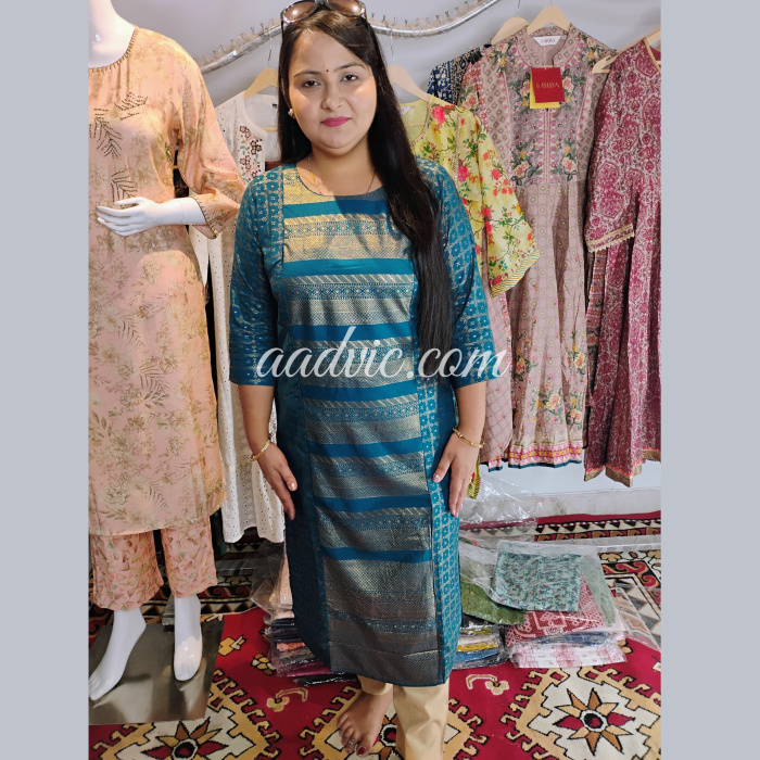 Blue Colour Cotton Kurti