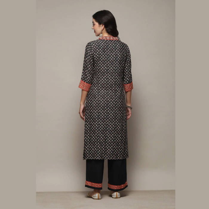 CHARCOAL LIVA STRAIGHT KURTA