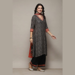 CHARCOAL LIVA STRAIGHT KURTA