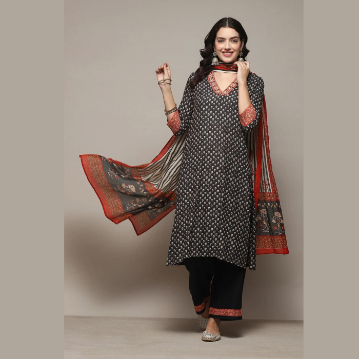 CHARCOAL LIVA STRAIGHT KURTA