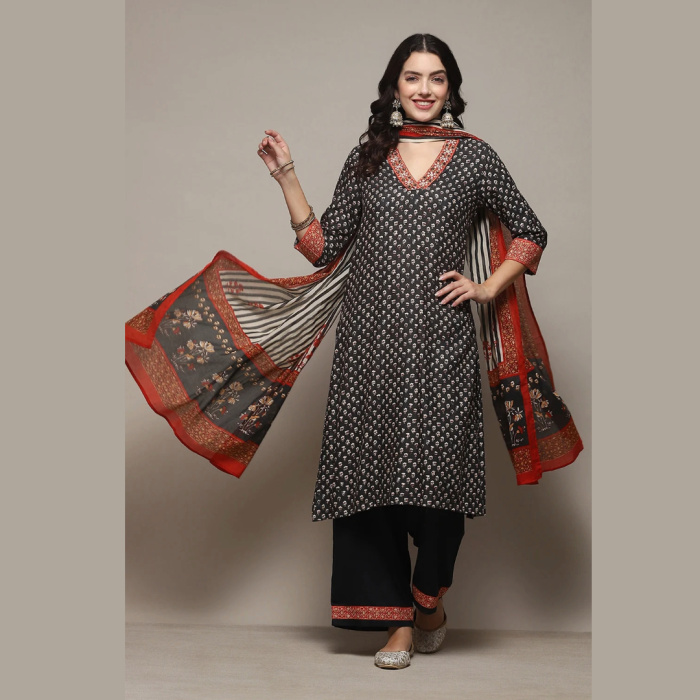 CHARCOAL LIVA STRAIGHT KURTA