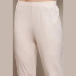 Cream Anarkali Suit Set With Block Floral Print