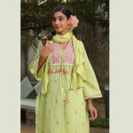 Green Cotton Kurta Tulip Pant with Dupatta