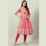 PINK COTTON ANARKALI KURTA