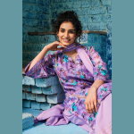 PINK & PURPLE COTTON BLEND KALIDAR KURTA PALAZZO SUIT SET