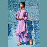 PINK & PURPLE COTTON BLEND KALIDAR KURTA PALAZZO SUIT SET