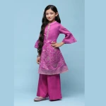 PINK & PURPLE Girls Foil Printed dress