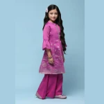 PINK & PURPLE Girls Foil Printed dress