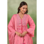 Pink Cotton Kurta Tulip Pant with Dupatta