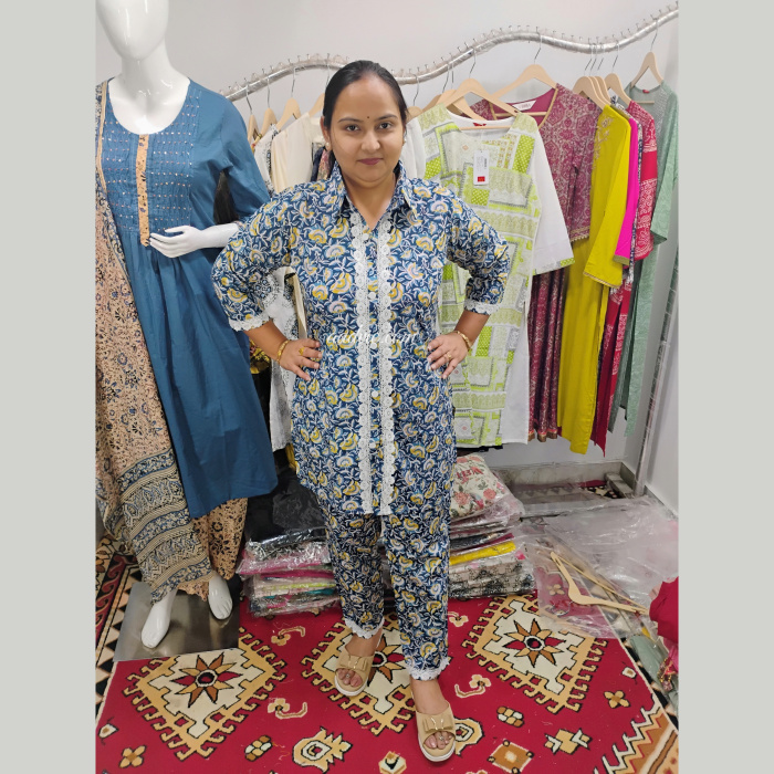 Pure Cotton Blue Colour Suit with Pant