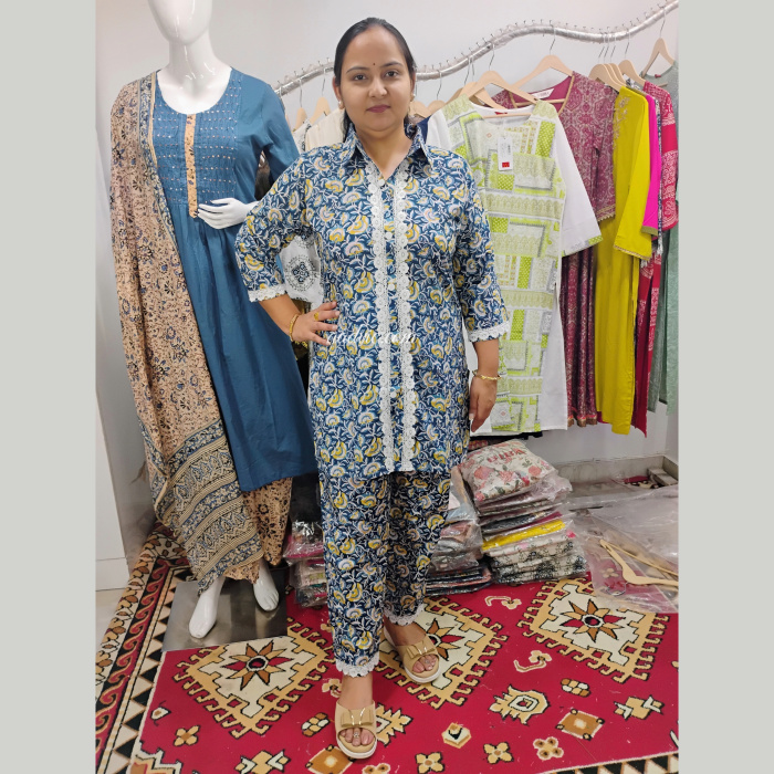 Pure Cotton Blue Colour Suit with Pant