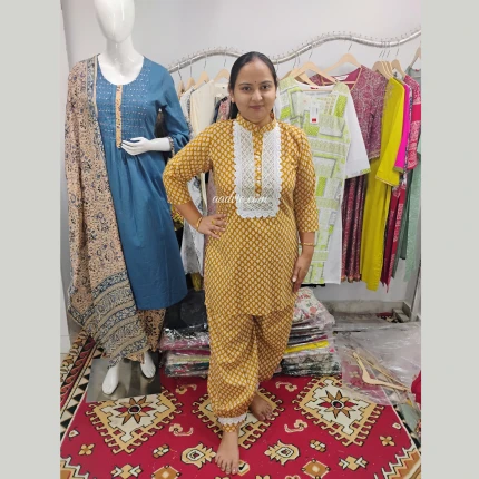 Pure Cotton Mustard Colour Suit with Afghani Salwar