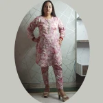 Pure Maslin Digital Print with handwork on neckline Onion Pink Coord Set