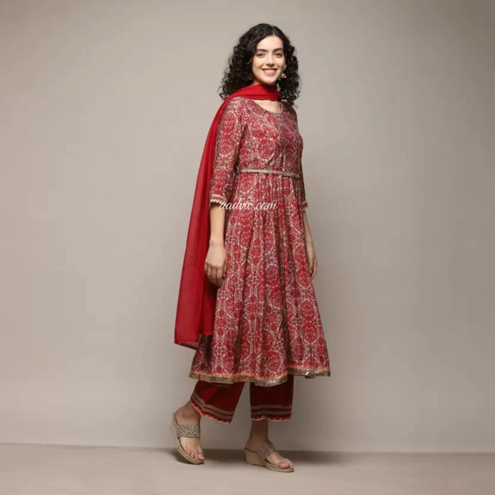 RED-VISCOSE-ANARKALI-KURTA-PALAZZO-SUIT-SET