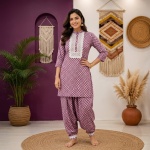Pure Cotton Purple Colour Suit with Afghani Salwar for Women