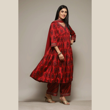 Cotton GATHERED KURTA PALAZZO SUIT SET