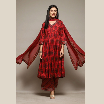 Cotton GATHERED KURTA PALAZZO SUIT SET