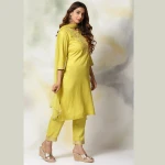 LIME GREEN RAYON STRAIGHT KURTA