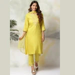 LIME GREEN RAYON STRAIGHT KURTA