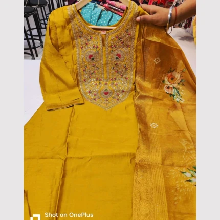 Women Mustard Colour Partywear Suits