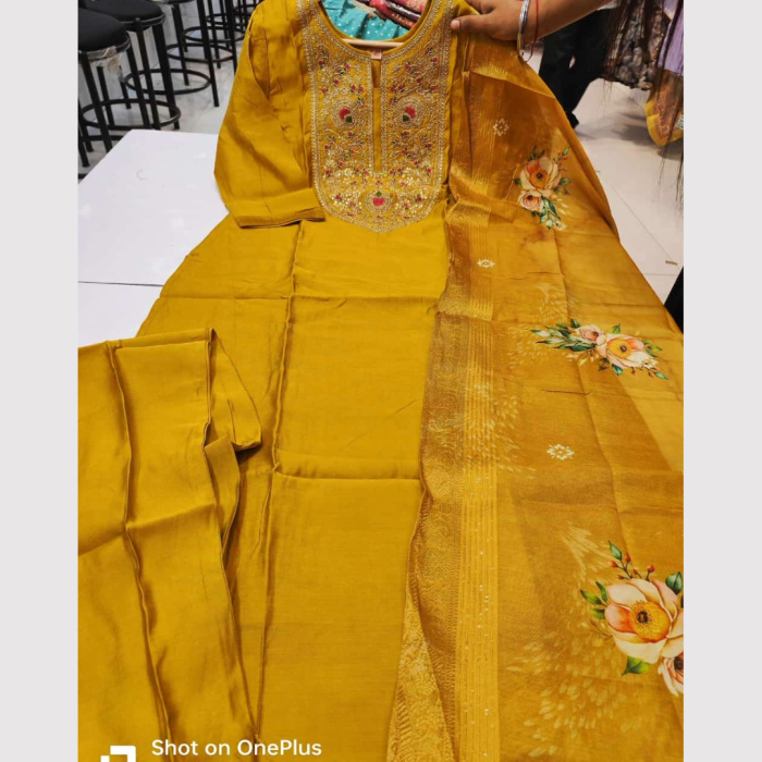 Women-Mustard-Colour-Partywear-Suits