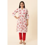 Women Lace Detail Floral Regular Pure Cotton Kurta