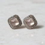 Stylish Pink Square American Diamond Stud Earrings for Girls