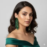 Emerald Green Leaf Earrings – Imitation Jewellery for Women